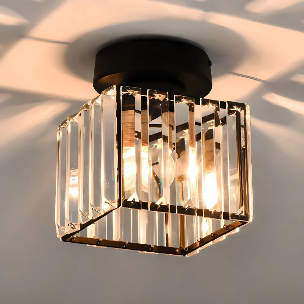 Modern Simplicity Clear Striped Glass Shade Ceiling Light - Image 3