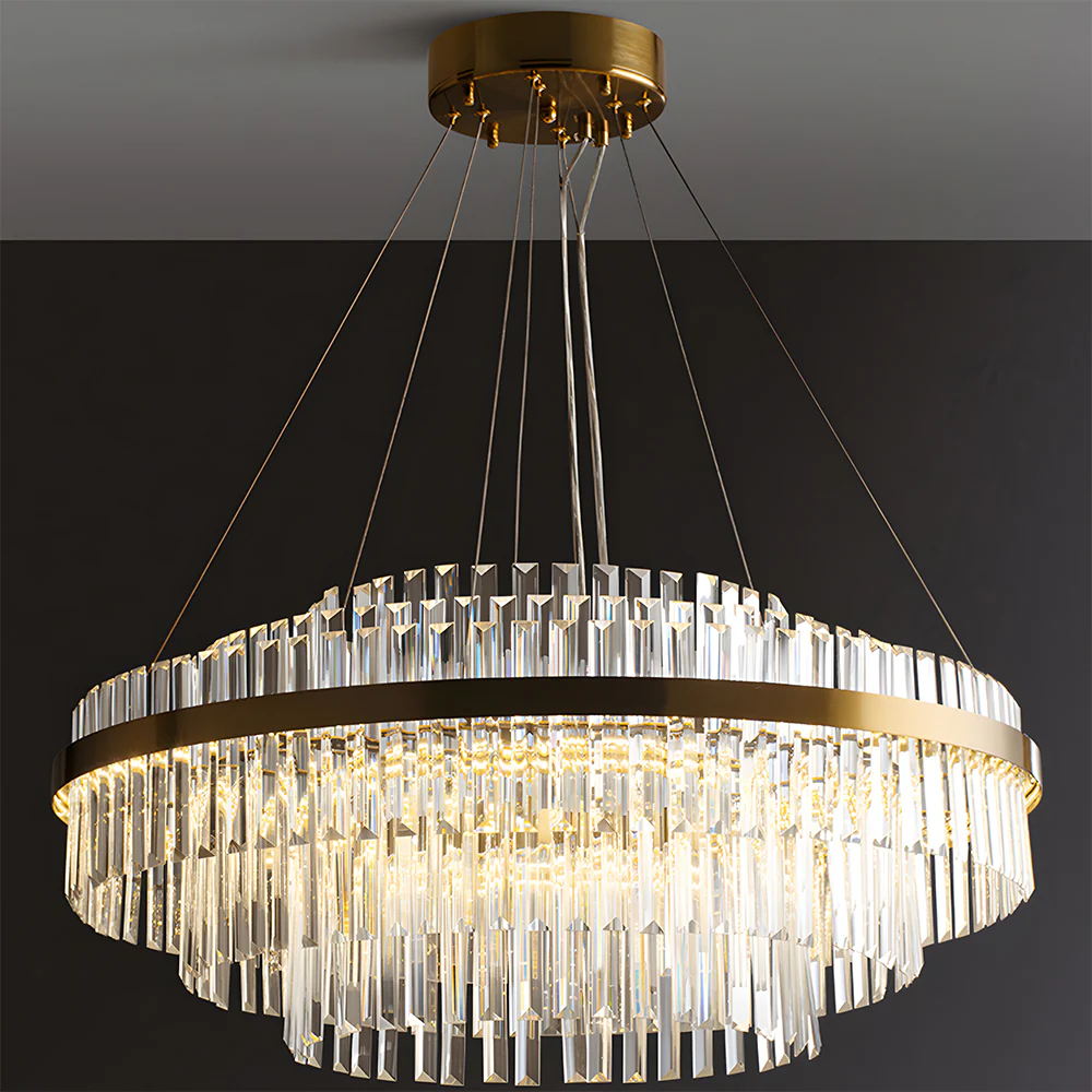 Modern Tiered Crystal LED Chandelier Luxury Hanging Lamp for Living Room Dining Room - Image 7