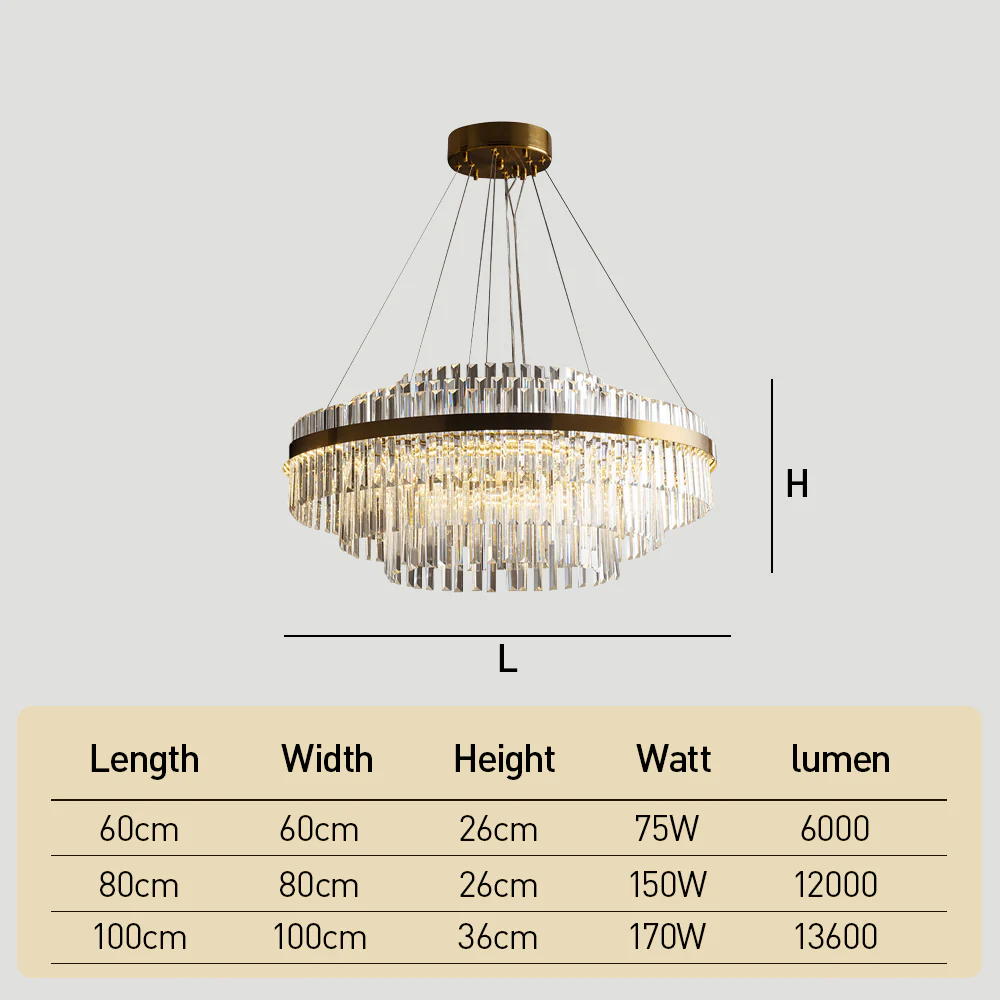 Modern Tiered Crystal LED Chandelier Luxury Hanging Lamp for Living Room Dining Room - Image 9