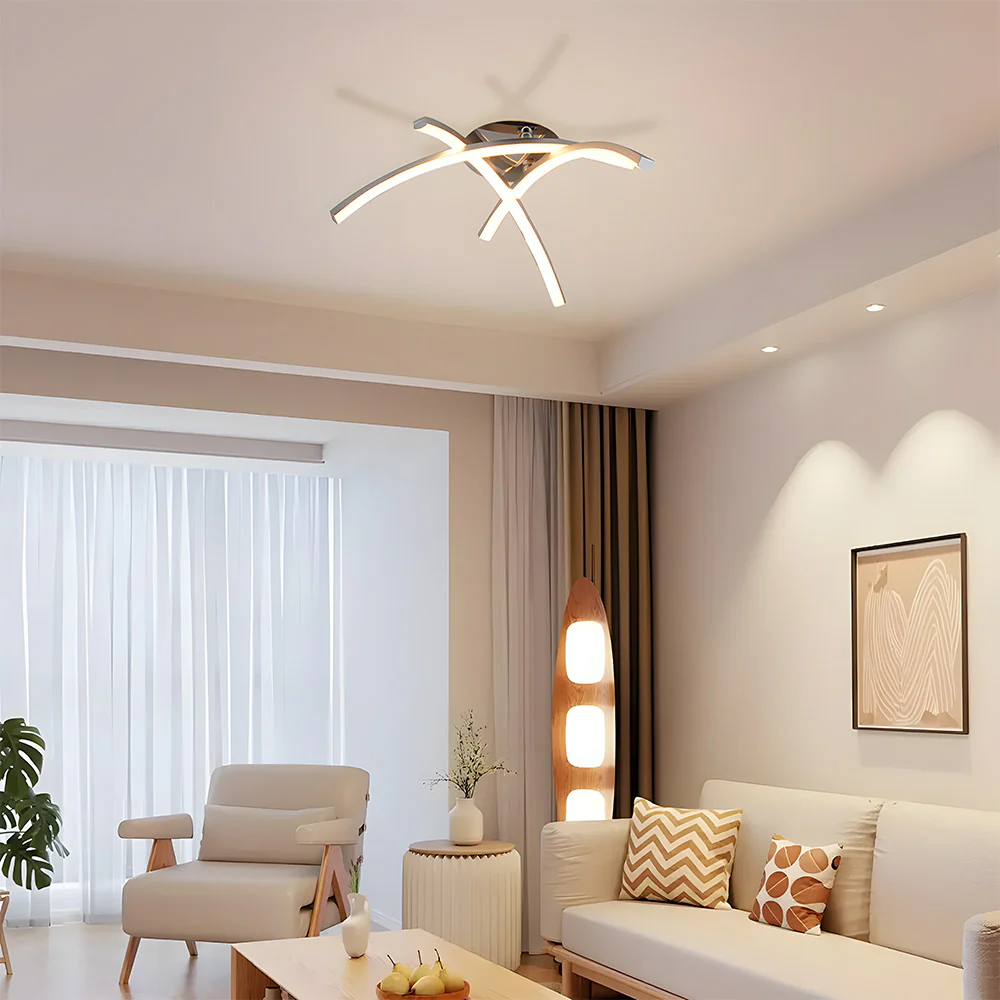 Modern Trident Arc Bedroom LED Ceiling Lights - Image 9