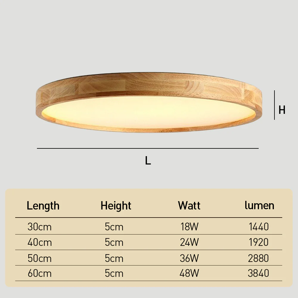 Modern Wood Flush LED Ceiling Lights Round Shape - Image 6