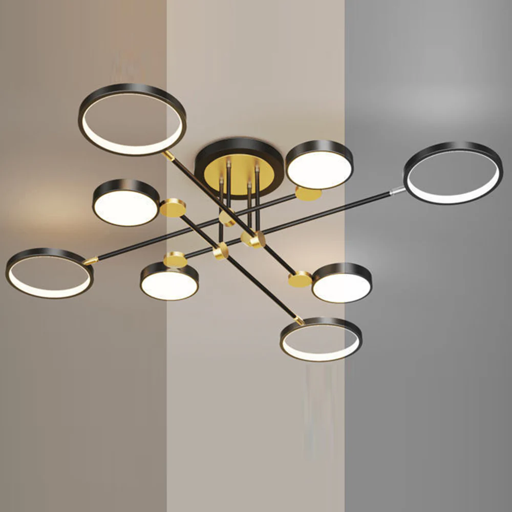 Multi Rings LED Gold and Black Bedroom Ceiling Light - Image 18