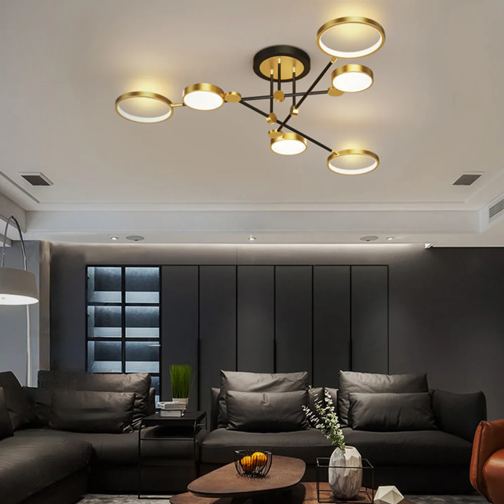 Multi Rings LED Gold and Black Bedroom Ceiling Light - Image 4