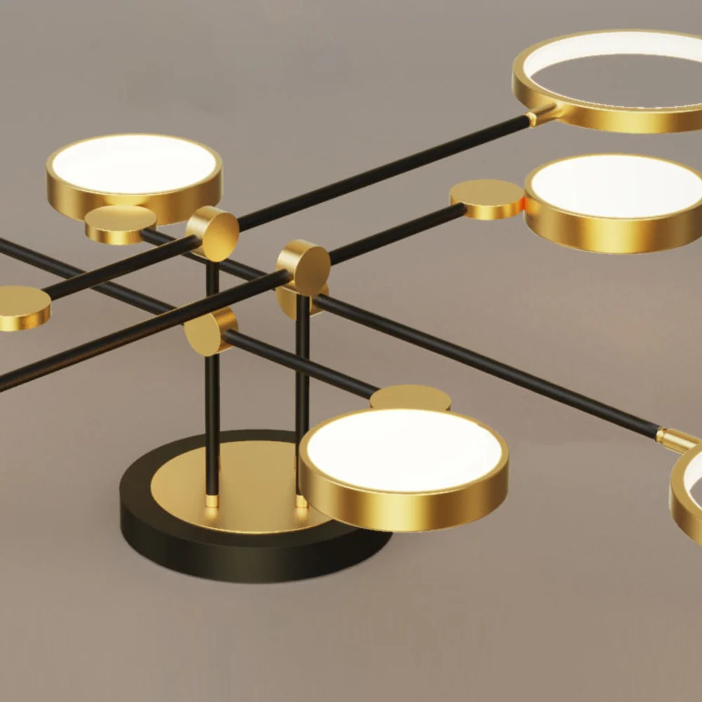 Multi Rings LED Gold and Black Bedroom Ceiling Light - Image 9