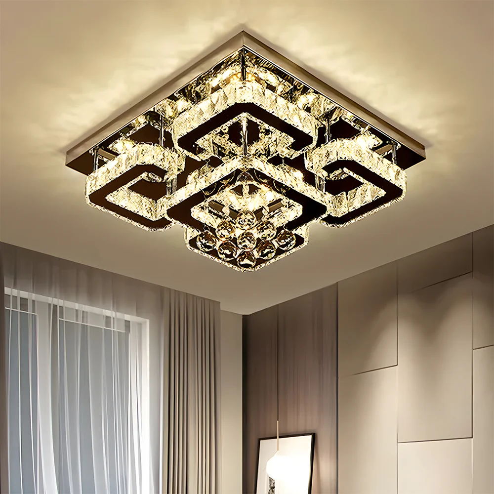Nordic LED Crystal Square Ceiling Light - Image 6