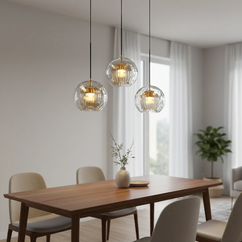 Nordic Modern Bedroom Spherical Glass Pendant Lights - Image 3