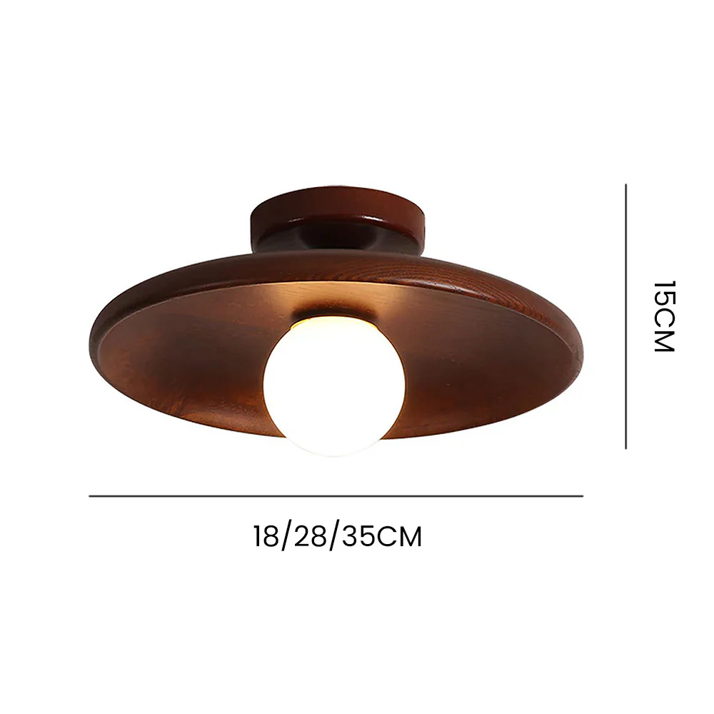 Nordic Wood Minimalist Round Hallway Ceiling Light - Image 5