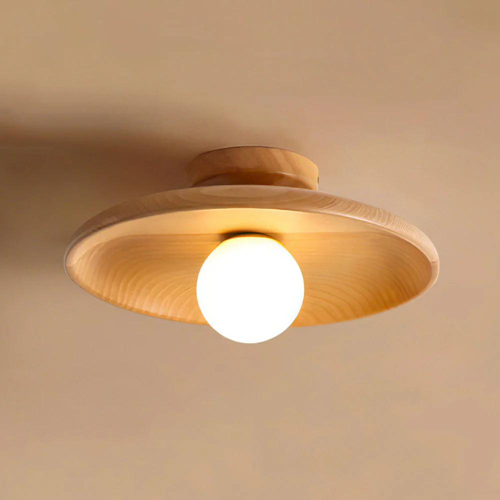 Nordic Wood Minimalist Round Hallway Ceiling Light - Image 6
