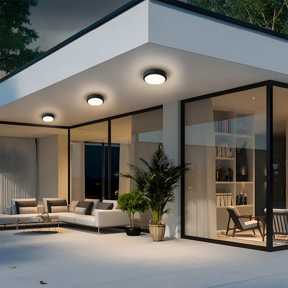 Outdoor Close to Ceiling LED Ceiling Lamp Waterproof in Black - Image 12