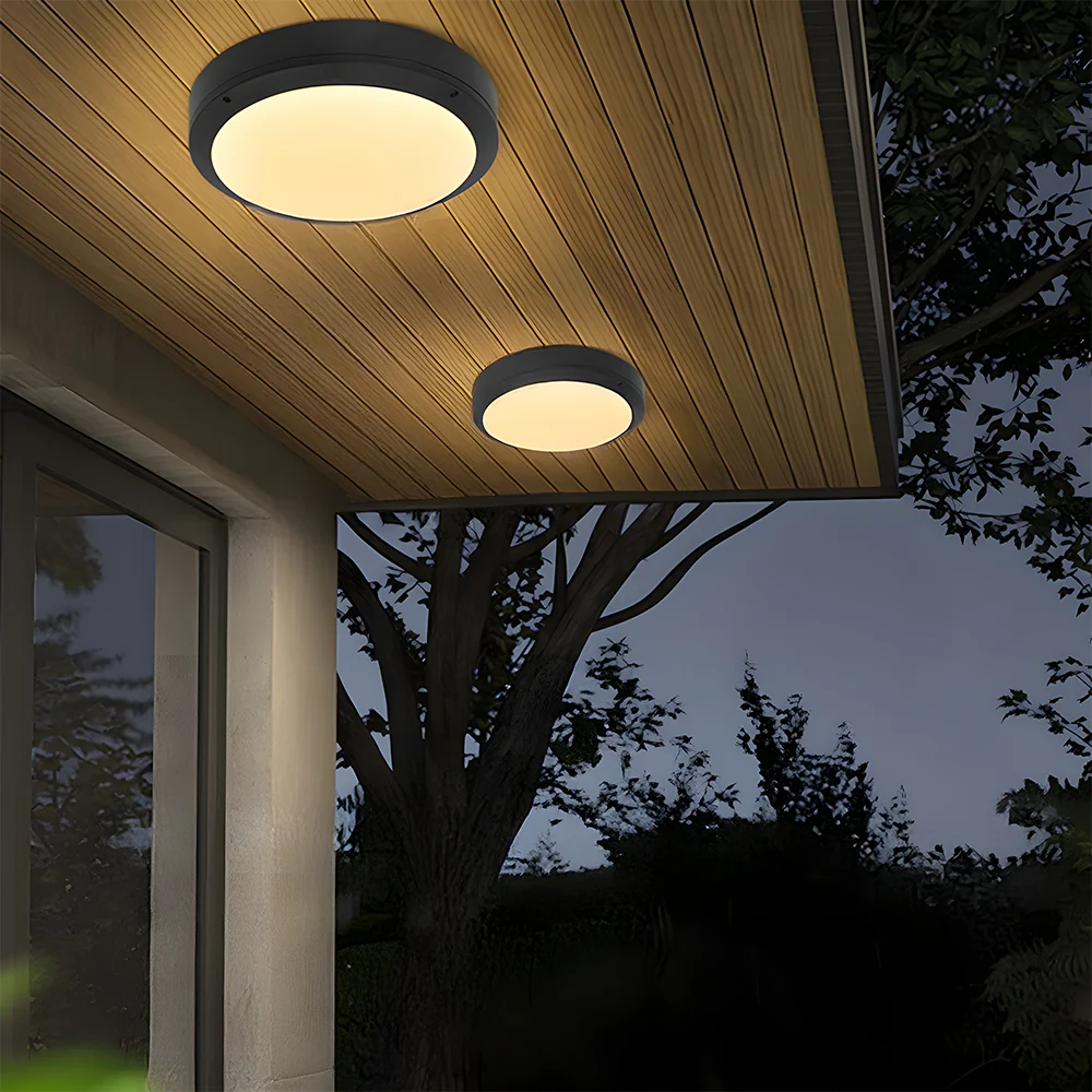 Outdoor Close to Ceiling LED Ceiling Lamp Waterproof in Black - Image 14