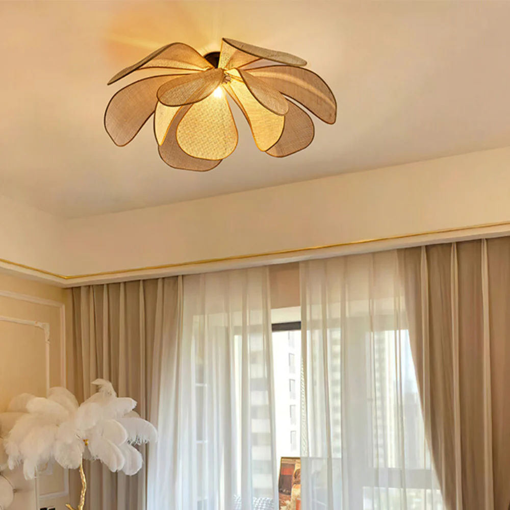 Rattan Petal Rustic Lamp Shade Pendant Light - Image 16