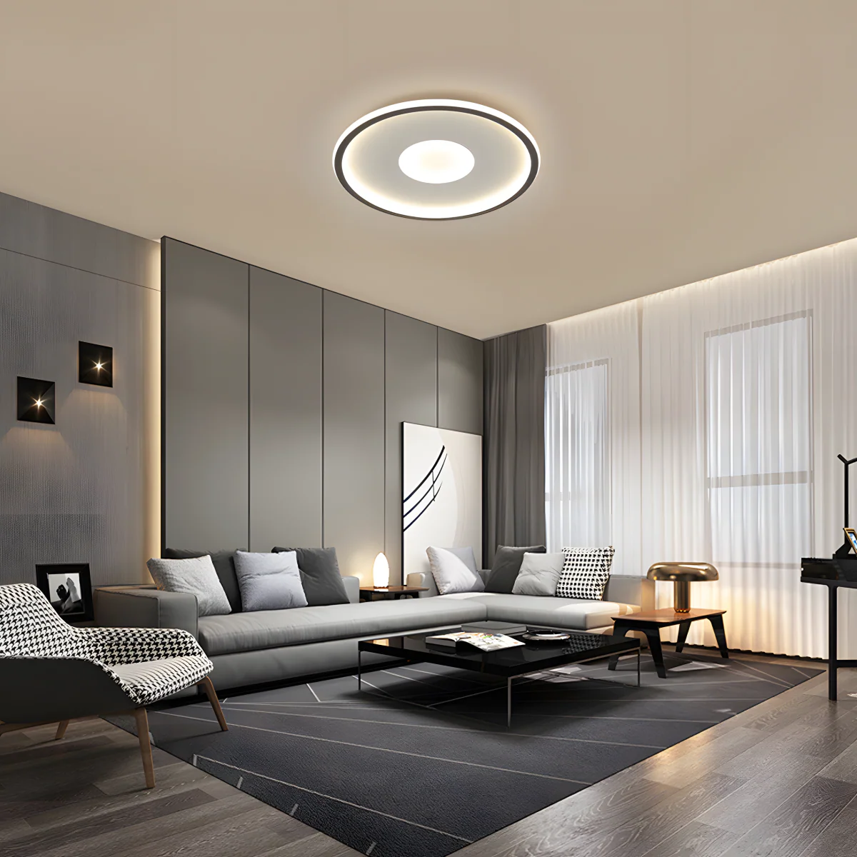 Refined Minimal Decor Iron LED Ceiling Lights For Living Room - Image 3