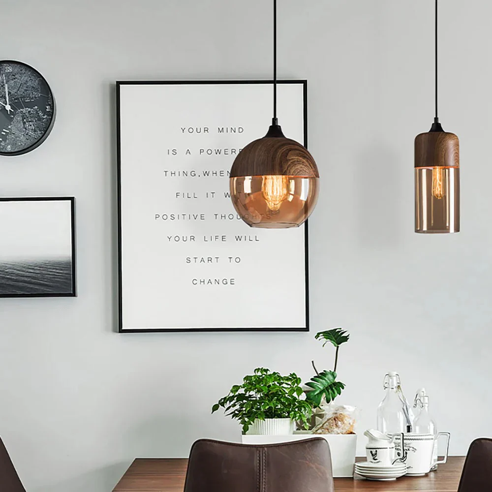 Retro Brown Organic Dining Room Pendant Lights - Image 10