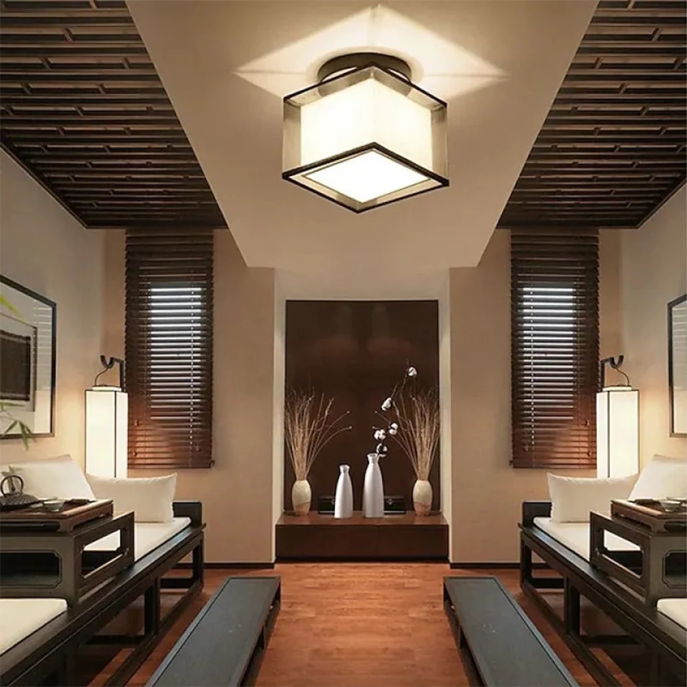 Retro Fabric Living Room Flush Mount Ceiling Lights - Image 3
