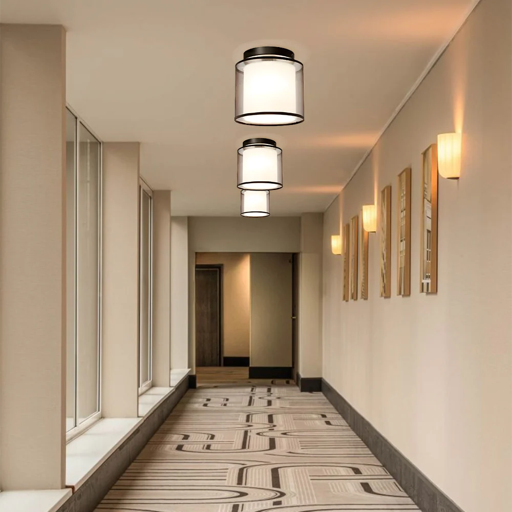 Retro Fabric Living Room Flush Mount Ceiling Lights - Image 8
