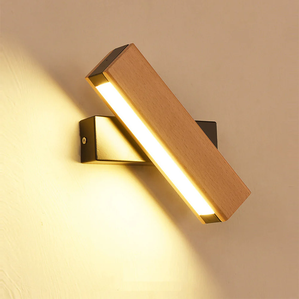 Retro Wood Rotatable Bedroom LED Reading Wall Light - Image 5