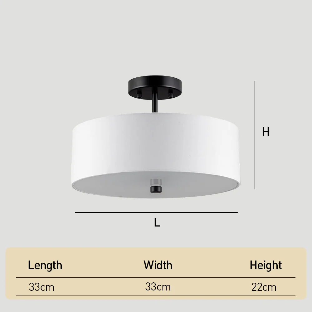 Semi Flush Mount 3-Light White Fabric Lamp shade - Image 4