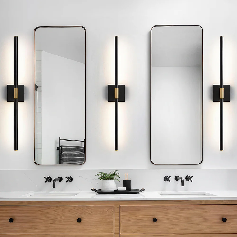Set of 2 Industrial Black Iron LED Rechargeable Wall Light For Living Room - Image 3