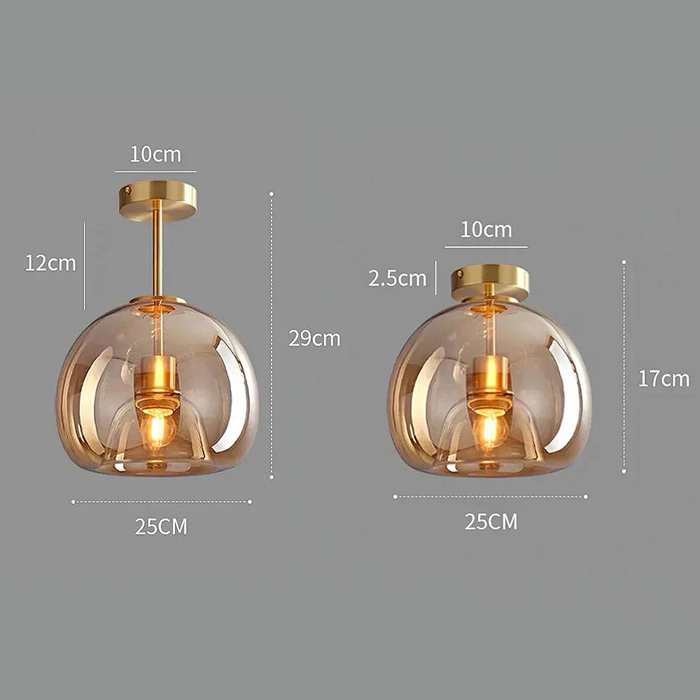 Set of 2 Modern Copper Glass Hallway Ceiling Light - Image 17