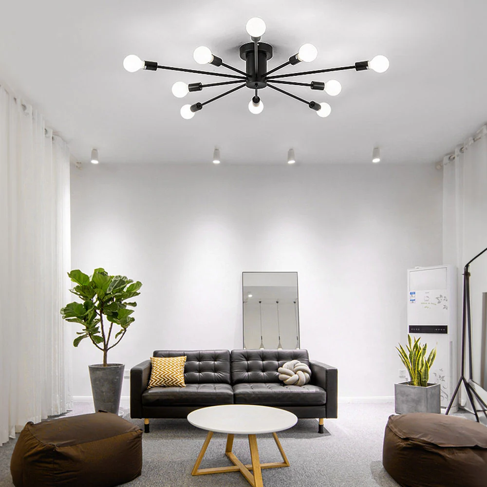 Simple Gold Iron Semi Flush Chandelier For Bedroom - Image 19