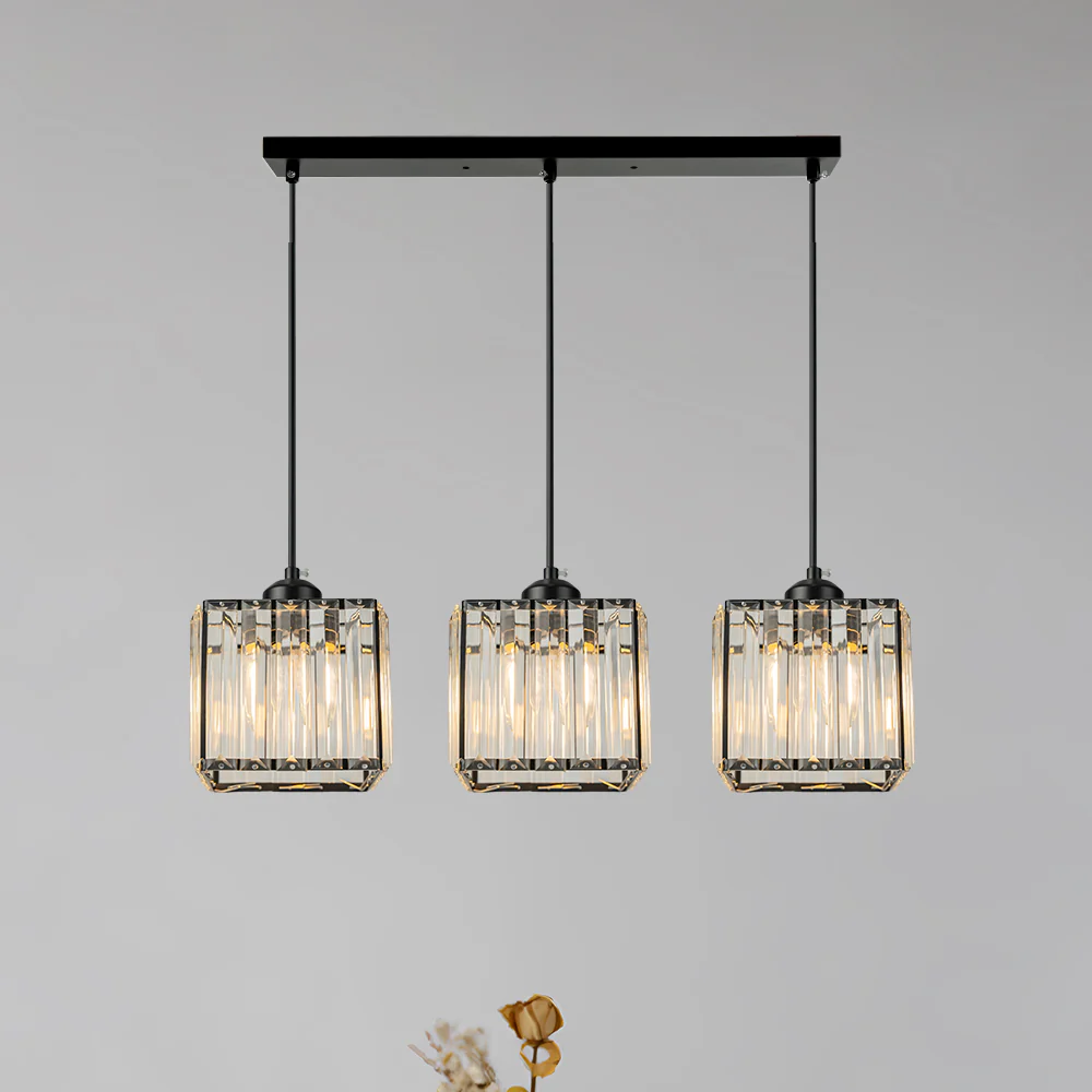 Modern Multi-Head Glass Kitchen Black Pendant Light - Image 12