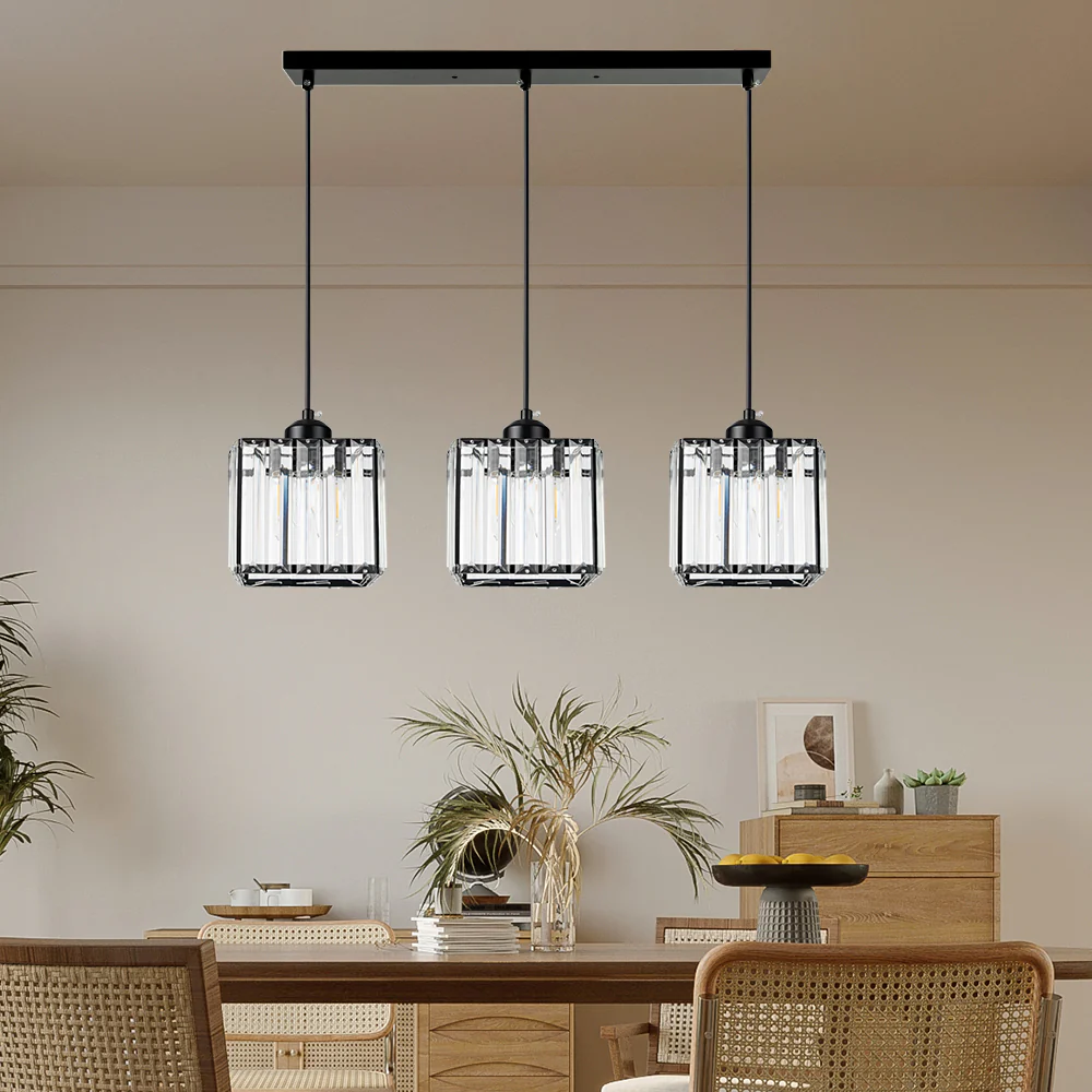 Modern Multi-Head Glass Kitchen Black Pendant Light - Image 14
