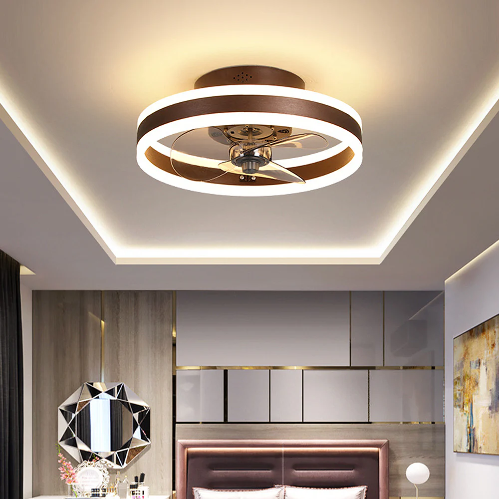 Simple Round Bedroom Ceiling Fan With LED Light - Image 7