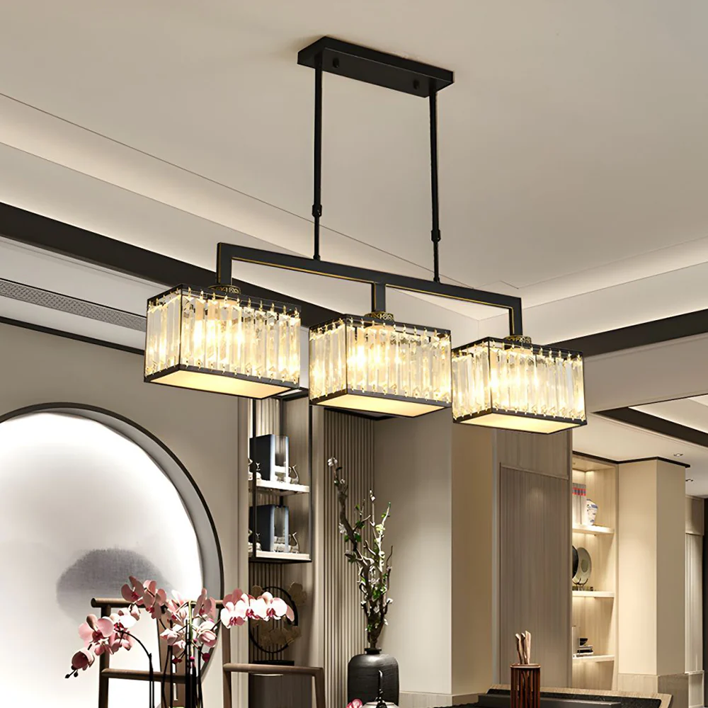 Square Luxury Glass Dining Room Ceiling Light - Image 4