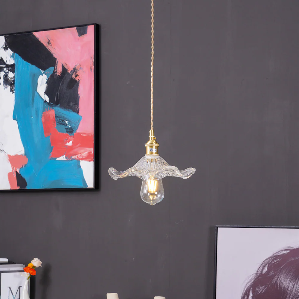Stylish Hibiscus Flower Glass Pendant Light - Image 17