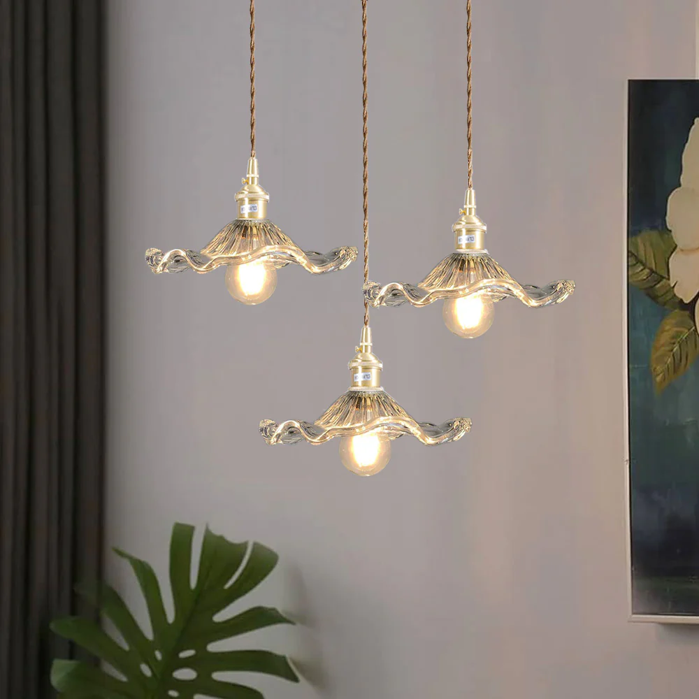Stylish Hibiscus Flower Glass Pendant Light - Image 18
