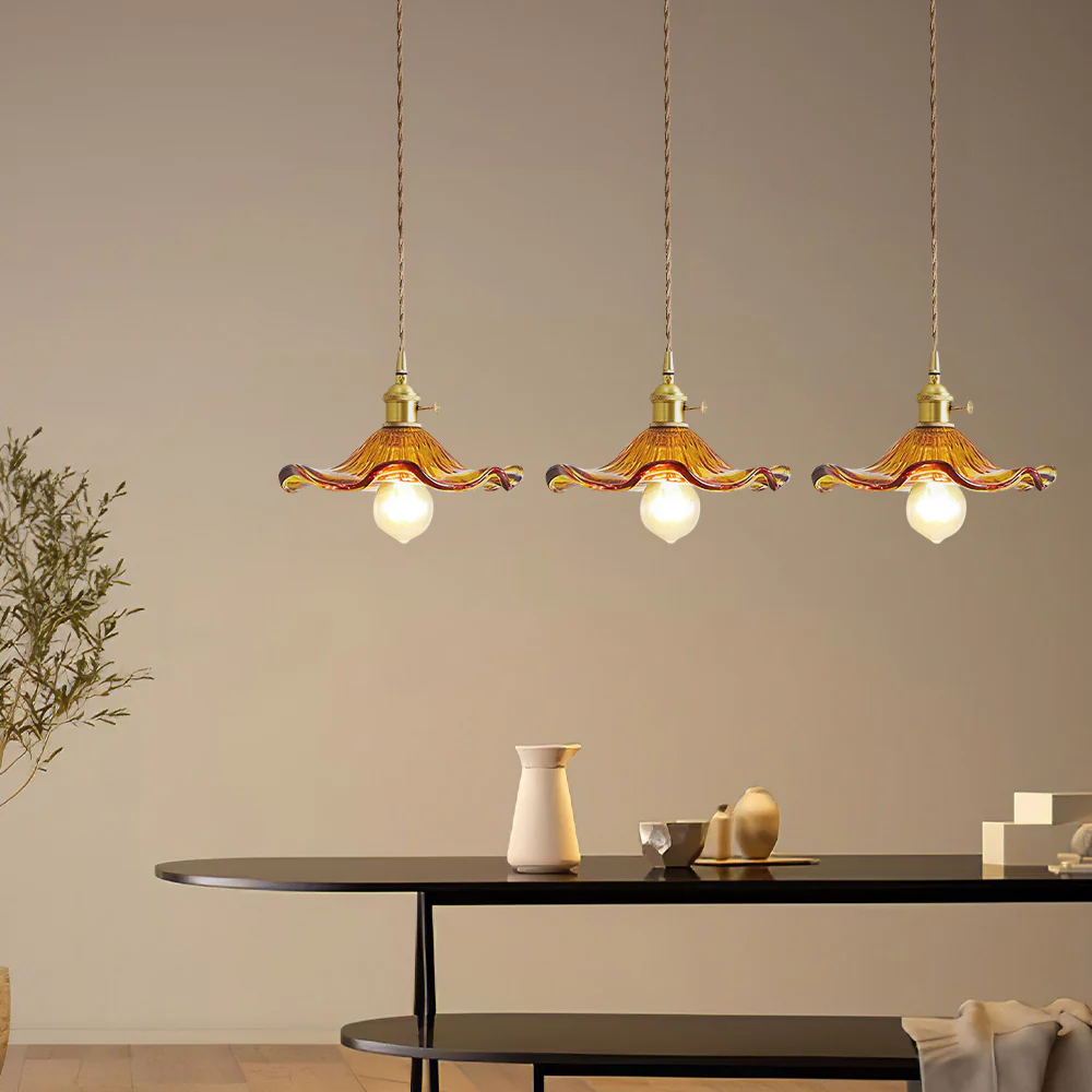 Stylish Hibiscus Flower Glass Pendant Light - Image 32