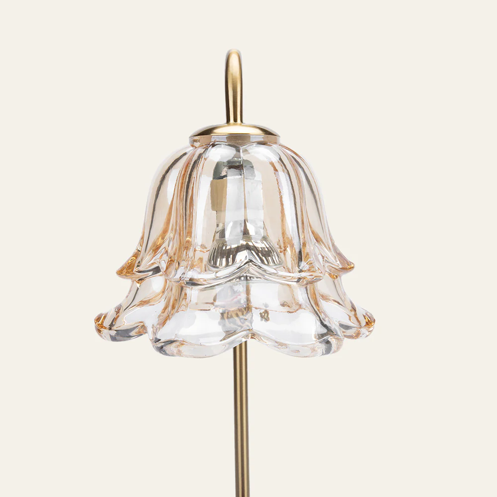 Vintage Glass Flower Shape Wood Warming Candle Lamp - Image 22
