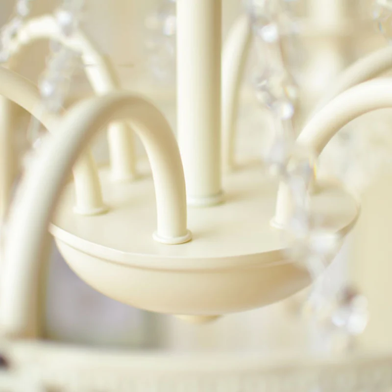 Vintage White Metal & Glass Luxury Chandelier Light - Image 30