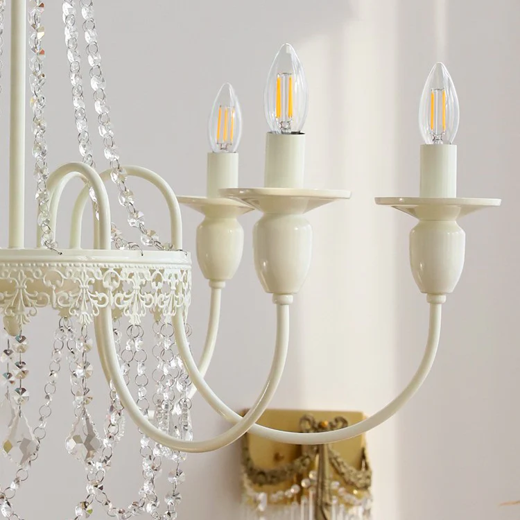 Vintage White Metal & Glass Luxury Chandelier Light - Image 32