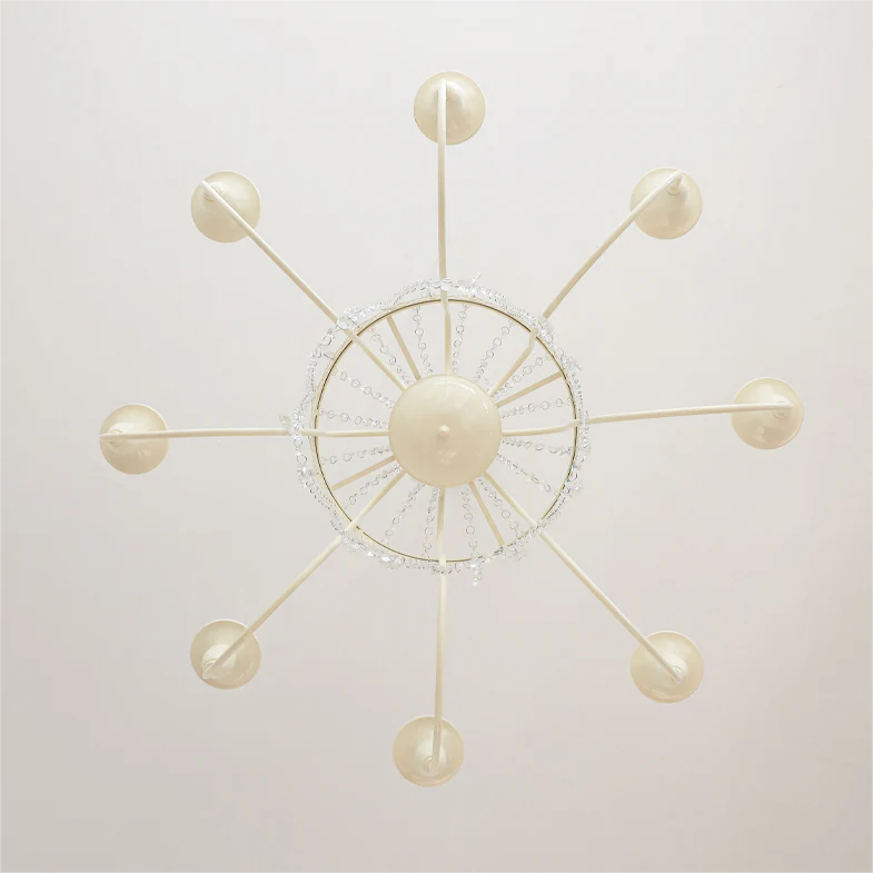 Vintage White Metal & Glass Luxury Chandelier Light - Image 33