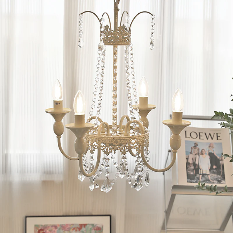 Vintage White Metal & Glass Luxury Chandelier Light - Image 5