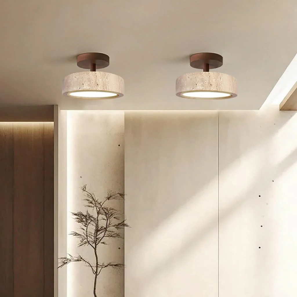 Wabi-Sabi Travertine LED Ceiling Light for Hall, Corridor, Living room - Image 8