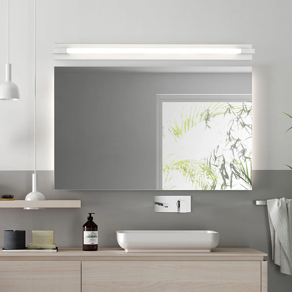 White Iron Simple Long LED Mirror Light - Image 11