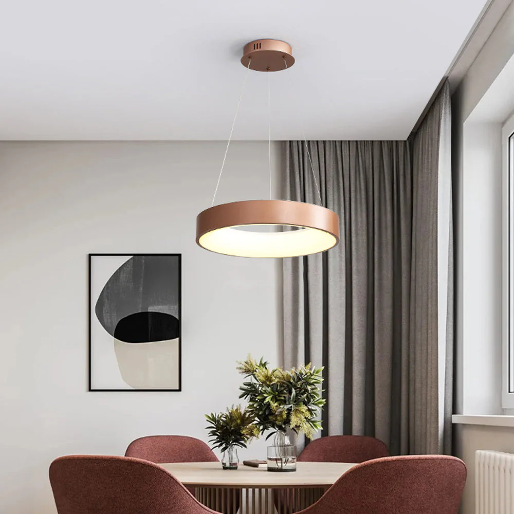 White LED Ribbed Hoop Pendant Ceiling Lights - Image 4