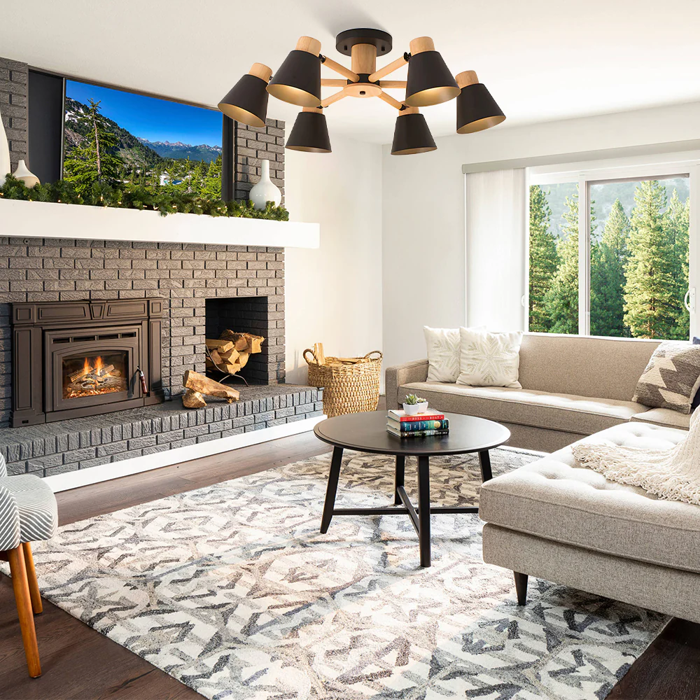 Wooden Close to Ceiling Lamps for Living Room - Image 8