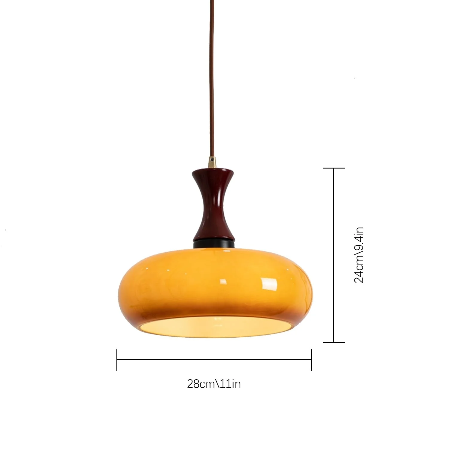 Wooden Yellow Dome Pendant Lights - Image 9